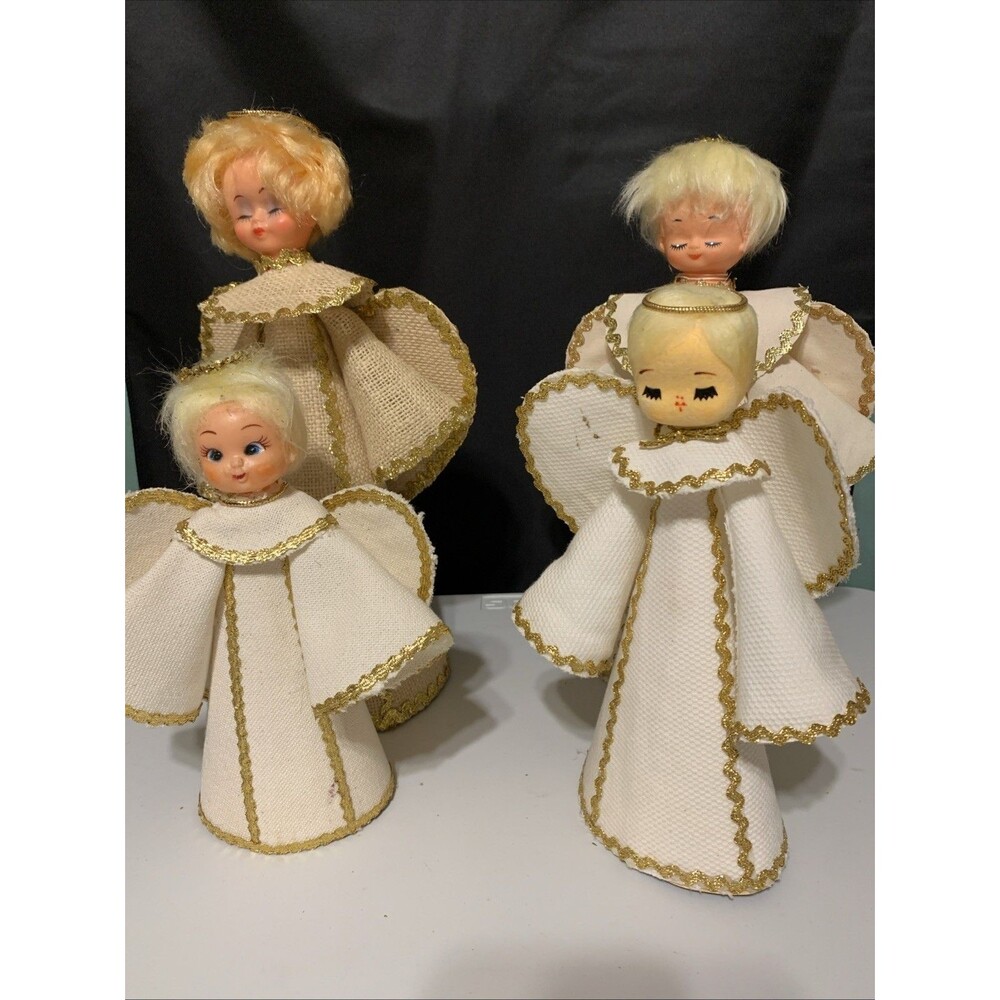 Vintage 1960's  Angel Christmas Tree Toppers 2-13” 2-9” Tall